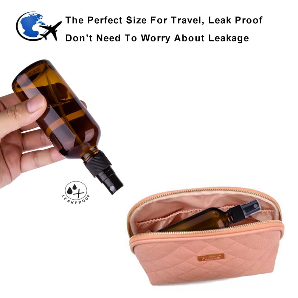 hmaimas Amber Glass Spray Bottles, 4 oz Small Spray Bottles Fine Mist, Set of 4 (Amber)