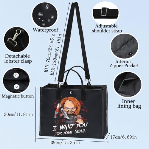 BWWKTOP Evil Doll Cosmetic Makeup Bag Murderous Toy Gifts I Want You For My Soul Zipper Travel Bags Killer Doll Merch (for My Soul BG)