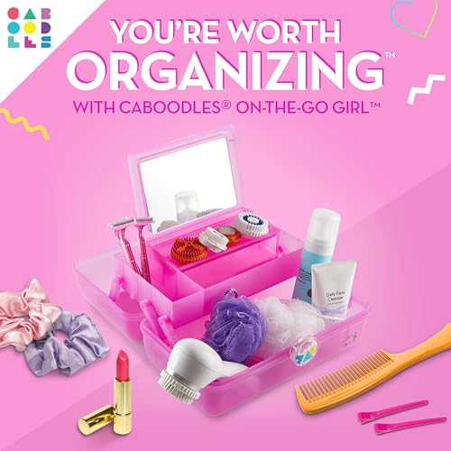 Pink Sparkle Makeup Organizer Case with Mirror & Secure Latch — Travel & Storage
