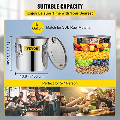 VEVOR 8Gal/30L Stainless Steel Alcohol Still Distiller Home Brewing Kit