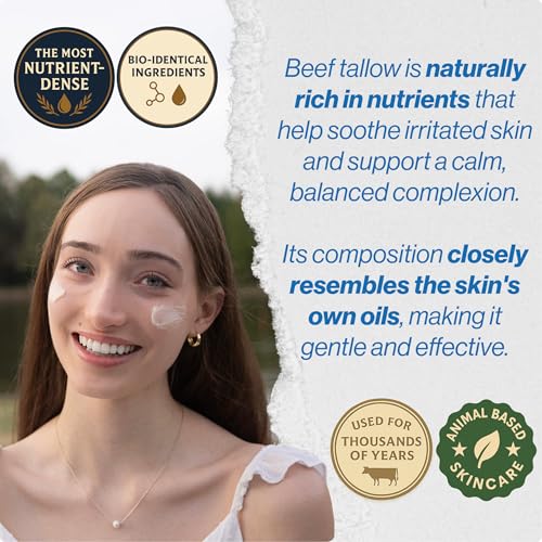 | Original, Tallow Balm For Face, Grass Fed Tallow For Skin, Beef Tallow Face Cream, Face Tallow, Essential Oil Cream, Moderate, Cold Pressed, Sweet Almond Oil, Natural Skincare