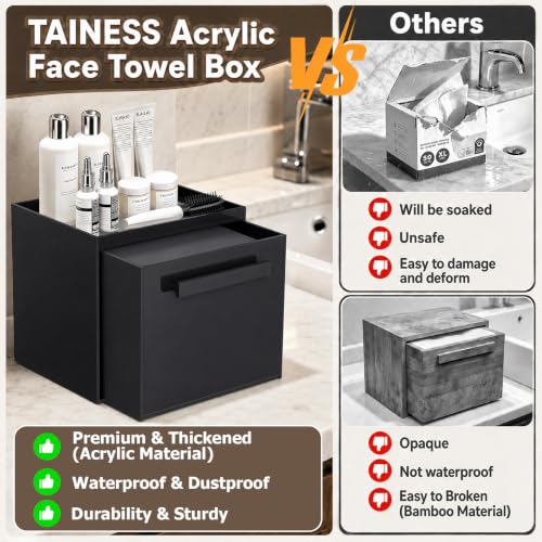 Acrylic Disposable Facial Towels Holder Wall-Mounted Black