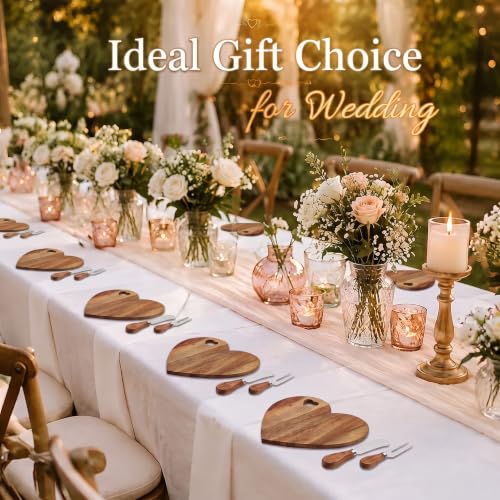 Acacia Color 12-Piece Heart-Shaped Bridal Shower Cheese Board Set with Accessories