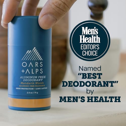 Oars + Alps Aluminum Free Men's Deodorant Clear No Residue Mandarin Woods 2pk