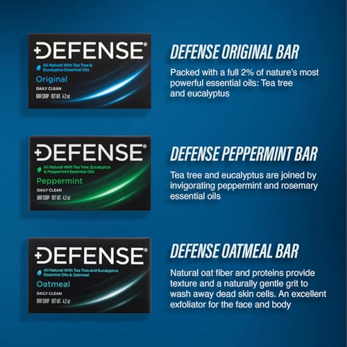 Defense Soap All Natural 3-Bar Tea Tree Oil Variety Pack - Contact Sport Skin Care