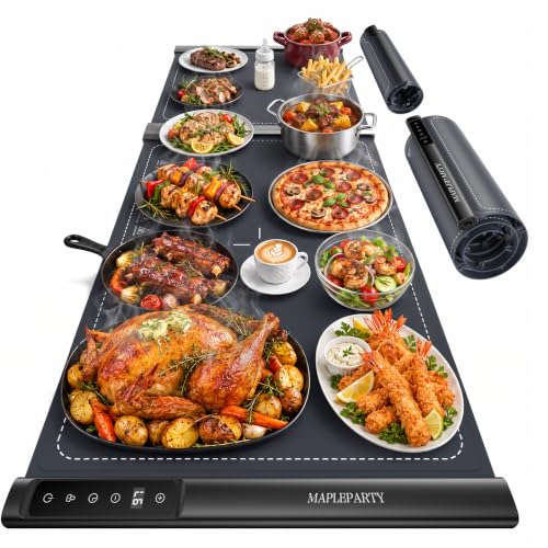 Food Warming Mat - Expandable 25"-42" Electric Food Warmer with Dark Blue Variation