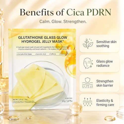 Hydrogel Face Mask Set with Niacinamide & Cica - Vegan, 4 Pack - Glass Skin Glow