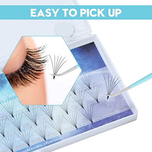 Professional Lash Tweezers Set - 5 Pcs Fiber Tip Curved Isolation & Volume Tweezers for Eyelash Extensions - Blue