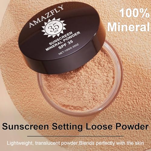 Mineral Powder Foundation, SPF 35, Talc-Free Lightweight Loose Powder for a Smooth & Matte Finish - Medium Coverage, Skin-improving Mineral Foundation (#06 Medium Beige Foundation Makeup)