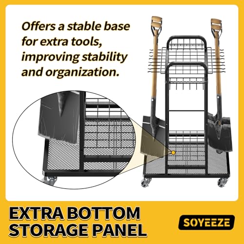Garden Tool Organizer Cart with Lockable Wheels & 35 Slots