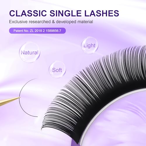 NAGARAKU Classic Individual Eyelash Extensions 0.05 D Curl - Purple Card, 9-13mm, 5 Trays