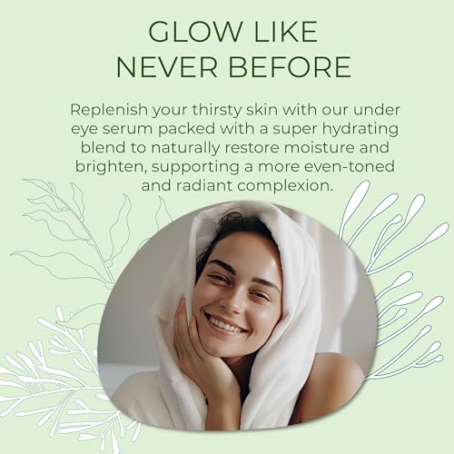 Plant-Based Eye Serum with Bakuchiol & Kelp - Natural Anti-Aging & Brightening, Vegan, 0.5 oz