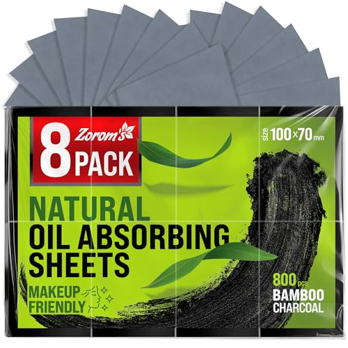 Oil Blotting Sheets for Face - 800 Sheets Pack - Makeup Friendly & High Absorbency - Natural Bamboo Charcoal - Compact & Biodegradable - Variation of THIS listing 1 Count