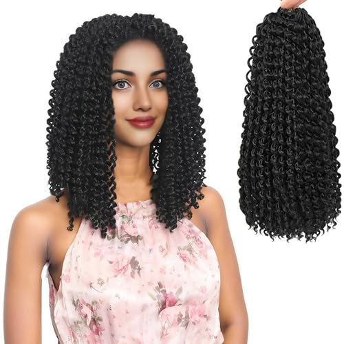 LHNHAIR 7 Packs Passion Twist Water Wave Crochet Hair 12 Inch 1B