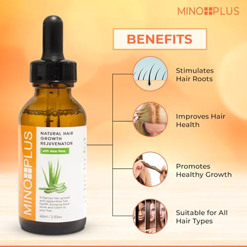 Natural Hair Growth Serum with Aloe Vera - 60ml / 2fl oz - Pack of 2 for Thicker, Stronger Hair