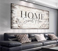 Large Dark Brown Farmhouse Wall Art Sign - Home Sweet Home Canvas Decor 48" x 24" - Wrapped Canvas Variation