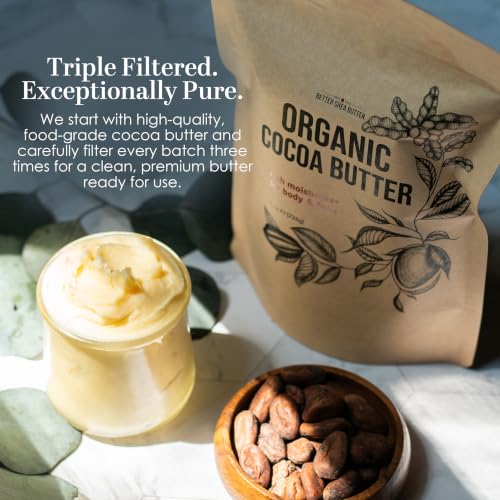 Organic Cocoa Butter for Skin - 16oz Unrefined Food Grade Body & Lip Balm