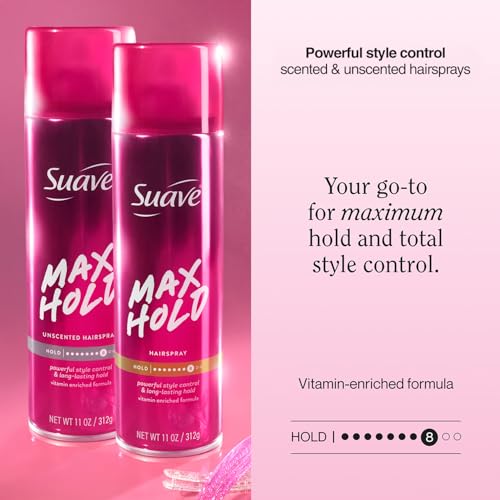 Max Hold Hair Spray Set - Scented & Unscented Aerosol Styler, 11 Oz x 3