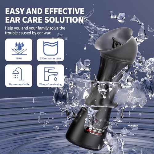 Upgraded Ear Wax Removal Kit, 4-Mode Electric Ear Cleaner - IPX7 Waterproof, Earwax Cleaning Kit with Water Temperature Sensor, 2in1 Waste Tank Design for Home Use