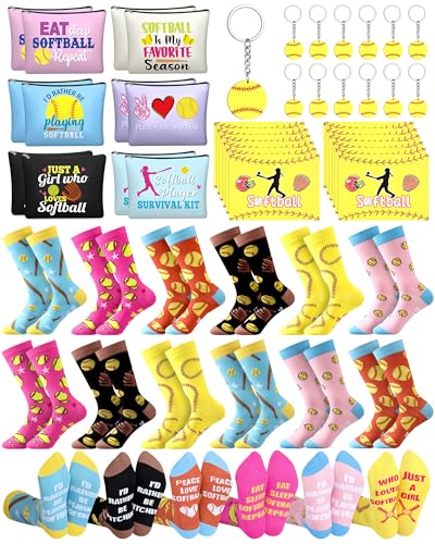 Softball Gift Set with Socks, Bags, Keychains & Greeting Cards — 48 Pieces for Team Celebrations