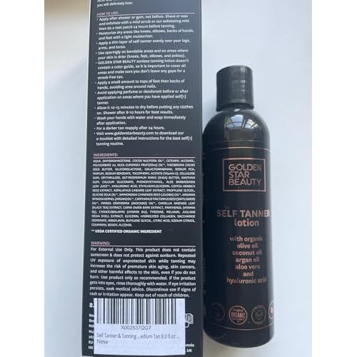 Self Tanner with Tanning Mitt - Sunless Tanning Lotion w/Hyaluronic Acid & Organic Oils Gradual Body Bronzer for Light or Medium Tan 8.0 fl.oz ¡¦