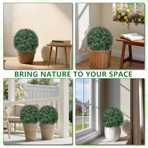 Grooy Artificial Boxwood Topiary Ball 4 Pack with Ground Spike for Outdoor Garden Decor