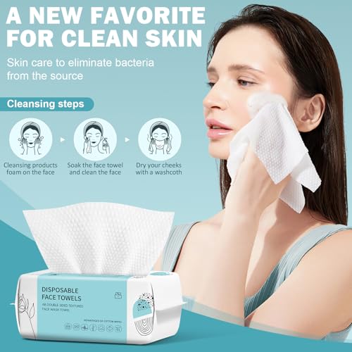 Disposable Face Towels 400 Count - Soft Cotton Makeup Remover Wipes for Skin & Cleansing - Pack of 1