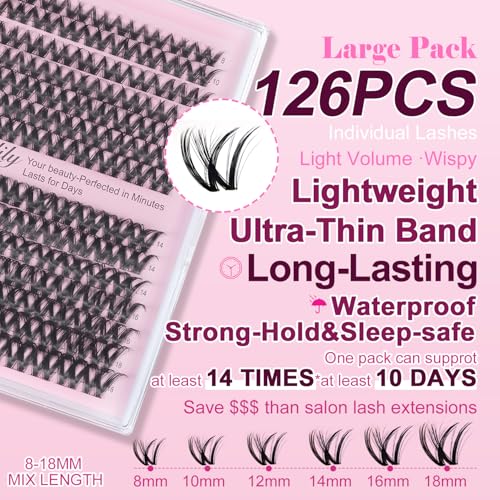 Flicker Ultra Thin Band Manga & SpikeyWhispy Lashes DlY Eyelash Extension Kit DCurl Individual Lashes Waterproof lash clusters and Long lasting Makeup For Girl