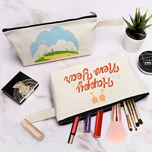 Sinzip 10Pcs Cotton Canvas Makeup Bags with Bottom, White Large Capacity Travel Pouches