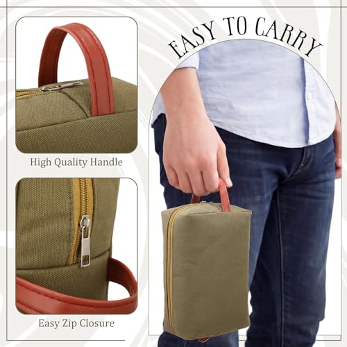 Hillban Green Travel Toiletry Bag 8 Pcs Waterproof Canvas Hanging Organizer for Men & Women