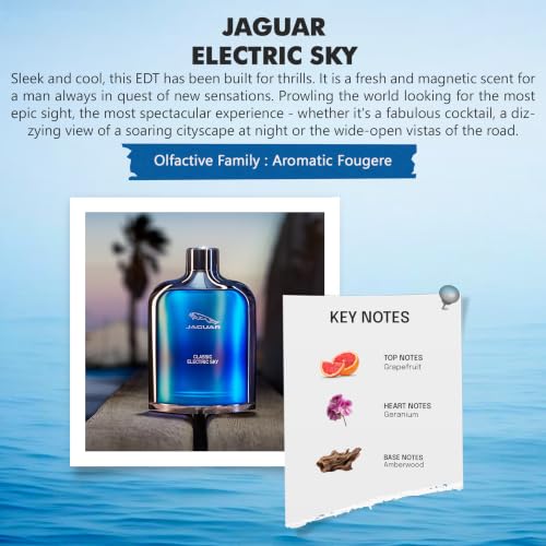 Men's 3.4 oz Jaguar Classic Electric Sky Eau de Toilette Spray