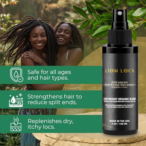 Lion Locs Organic Rosewater Moisturizing Spray 8oz for Hair & Skin - Original Pack