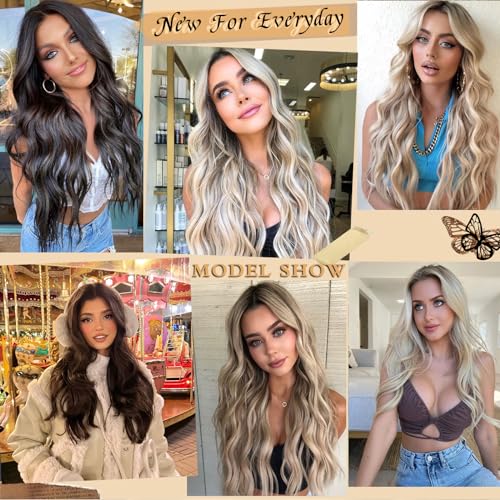 Wine Red Wavy Cosplay Wigs for Women 26 Inch Middle Part Synthetic Hair - NAYOO