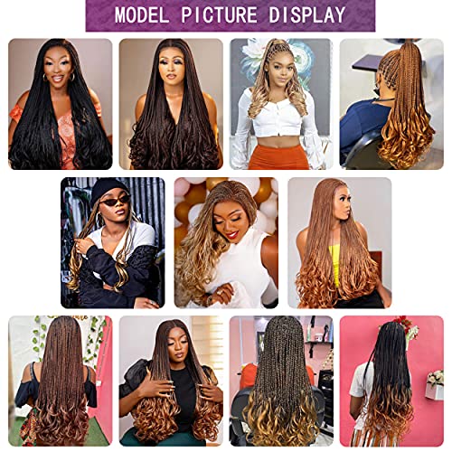 Pre Stretched Braiding Hair 20 Inch Loose Wave Crochet Extensions 8 Packs - Big Curly Bouncy Synthetic 1B