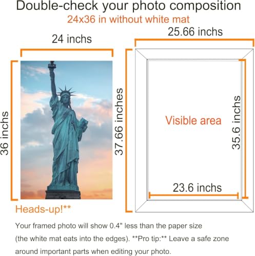 SESEAT Black 24x36 Wall-Mount Poster Frame 4 Pack - Horizontal & Vertical