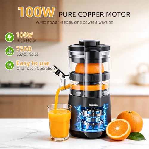 Electric Citrus Juicer Machine with 2 Cones - Automatic Orange & Lemon Juicer