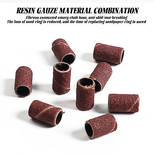 300 Pcs Nail Drill Sanding Bands 180 Grit Replacement for 3/32'' Shank - Pack of 2