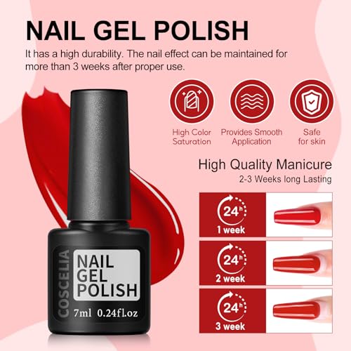 COSCELIA 53ps Gel Nail Polish Kit with U V light and Drill Starter Kit 35 Fall Colors Gel Polish 5pcs Top Base Coat LED Lamp Nail Art All Seasons Gel Manicure Kit Gifts for Women
