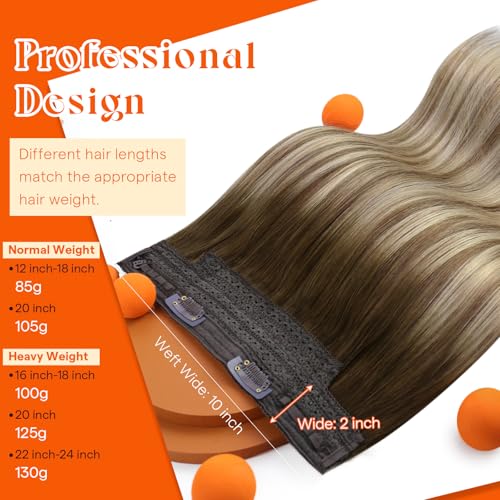 Balayage Hair Extensions Wire Human Hair 18 Inch - Cool Brown #3/8/22, 85g