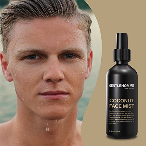 Gentlehomme - Coconut Face Mist - Men¡¯s Facial Spray - with Hyaluronic Acid, Aloe Vera & Green Tea - Refresh, Moisturize & Hydrate - Use Day & Night - Safe for All Skin Types - Vegan - 3.4oz - 3 Pack