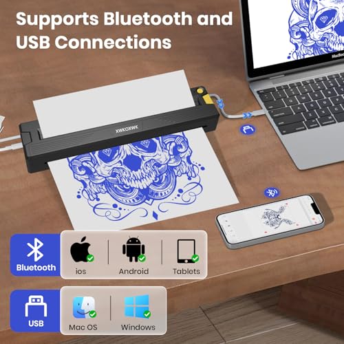 Wireless Tattoo Stencil Printer with Transfer & Thermal Paper, Bluetooth Inkless