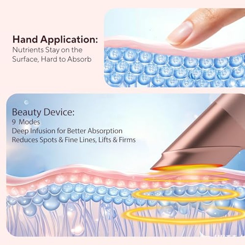 9-in-1 Glow Booster with Digital Display,Portable Facial Skin Care Device, Rose Pink Beauty Tool for Glass Skin Treatment,Rechargeable Real Glass Glow Beauty Massager with Multiple Light Modes