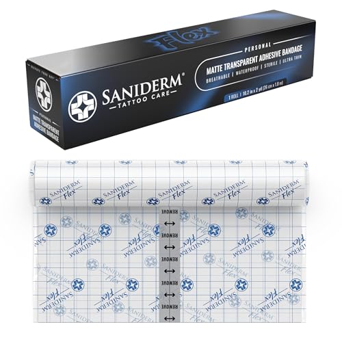 Saniderm Flex Tattoo Bandage Personal Pack 10.2 in x 2 yd Waterproof, Sterile, Latex-Free
