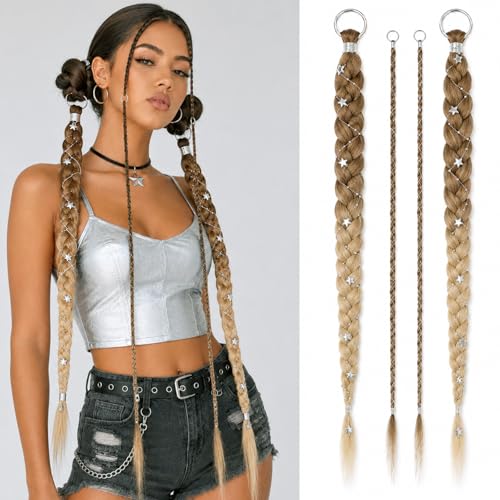 Ombre Blonde Braided Ponytail Extension for Women - T6/86K Medium Brown to Beige Blonde