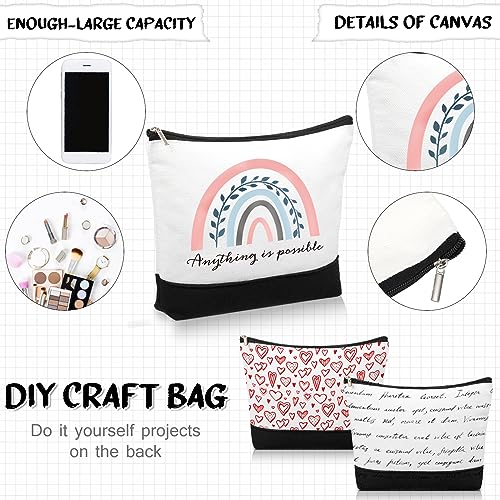 Sieral 30Pcs Canvas Makeup Bags Bulk for Women – Motivational Rainbow Pattern (10 Styles x3)