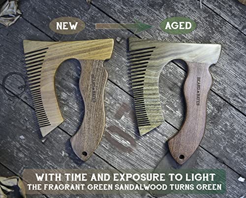 Beard & Bates Wooden Beard Comb with Green Sandalwood Handle - Artisan Grooming Tool