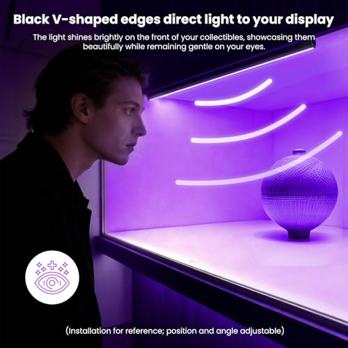 Lumtide 8Pcs 12.5In Black RGB LED Shelf Lights Smart WiFi Dimmable for Bookcase, Display, Cabinet, Under Shelf, Voice Control