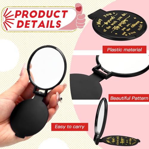 Weysat 48 Pcs Inspirational Small Compact Mirrors Bulk Gifts, Be Proud Gifts for Women Office Employee Coworker Staff, Bulk Pocket Makeup Hand Mirrors for Purse for Galentines Valentines Party Favors