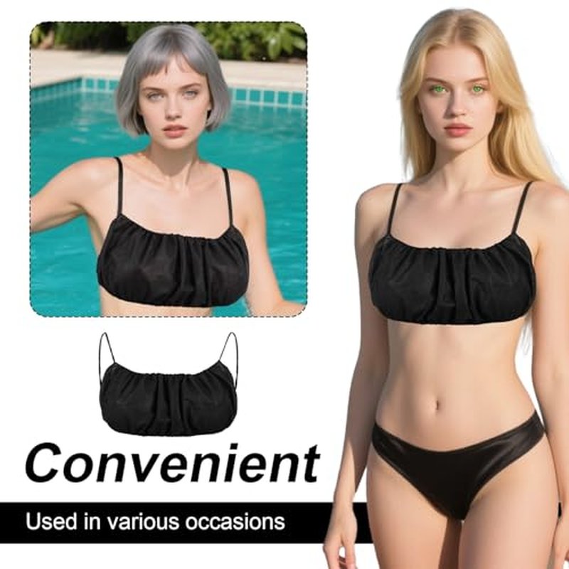 100Pcs Disposable Nonwoven Bras for Women, Black Bra for Travel, Disposable Underwear for Sunless Spray Tan Spa Salon Top Garment, Towel Bra