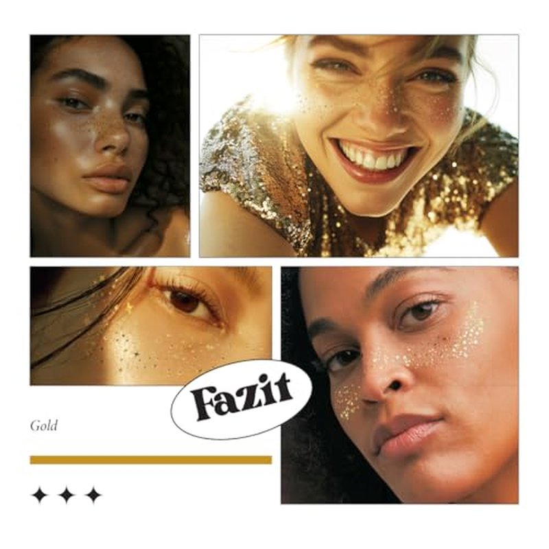Fazit Makeup Patches - Gold Speckles - Glow Up Make-Up Patches - Cute Glitter Makeup Accessories for Women - Cosmetic Glitter for Face